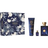 Versace Dylan Blue darilni set, toaletna voda 100 ml +  toaletna voda 5 ml + gel za tuširanje 150 ml
