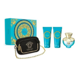 Versace Pour Femme Dylan Turquoise Darilni set, Toaletna voda 100ml + Gel za prhanje 100ml + Mleko za telo 100ml+ Gel za prhanje 100ml+ Kozmetična torbica