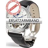 Perigaum Replacement Strap Black 24 mm With Folding Clasp Silver