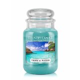 Country Candle Tropical Waters velika dišeča sveča z 2 stenjema (652 g)