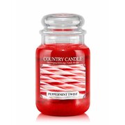 Country Candle Peppermint Twist velika dišeča sveča z 2 stenjem (652 g)