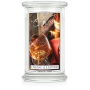 Kringle Candle Cognac & Leather velika dišeča sveča z 2 stenjema (624 g)