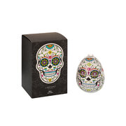 LADENAC Scull dišeča sveča WHITE SCULL z okrasnimi kamenčki (220 g) v darilni embalaži