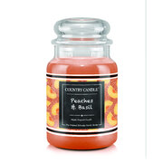 Country Candle FARMSTAND Peaches & Basil velika dišeča sveča 2 stenja (652 g)