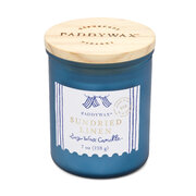 Dišeča sveča Paddywax COASTAL iz sušenega perila v steklenem kozarcu z lesenim pokrovom 8 oz/226 g