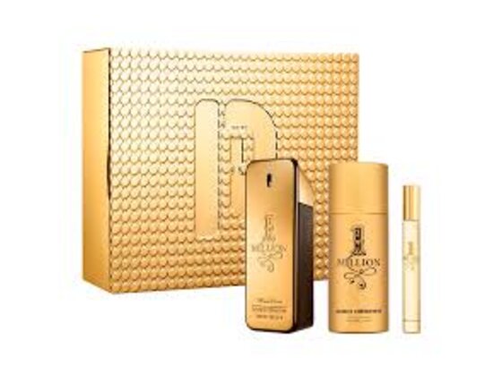 Paco rabanne 1 million parfum darčeková sada, parfum 100ml + dezodorant 150ml + parfum 10ml - poškodený obal - 1_million-sada