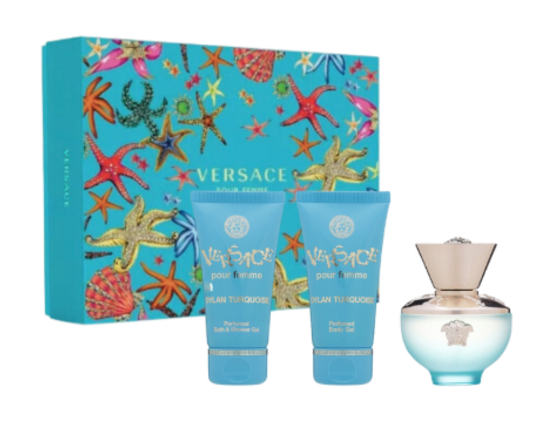 Versace pour femme dylan turquoise - darčeková sada - toaletná voda 50ml + body gél 50ml + sprchový gél 50ml - Versace Pour Femme Dylan Turquoise - Darčeková sada - Toaletná_voda_50ml+Body_gél_50ml+Sprchový_gél_50ml